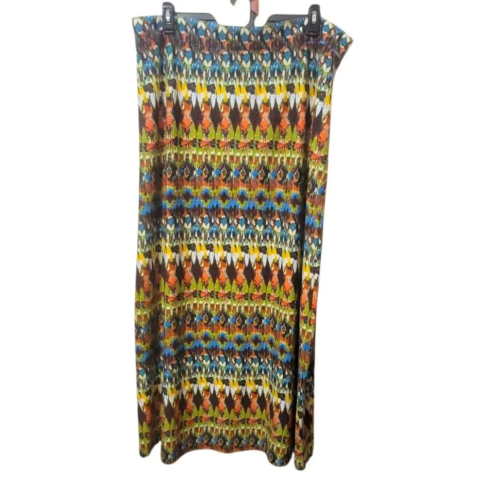Ariat XXL Womens Multicolor Geometric Knit Maxi Skirt Southwest Boho Cowgirl 95% - Picture 1 of 7